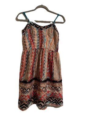 love, Fire Teal & Coral Patterned Sundress